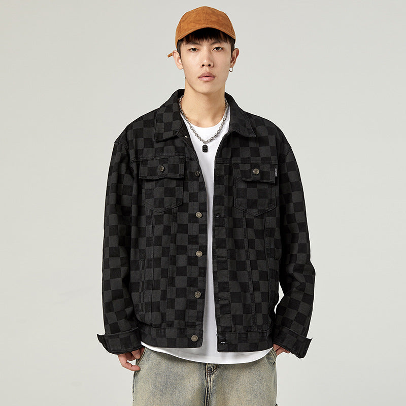 Fashion Celestia - Men’s Versatile Black Checkered Jacket men's,  Street Fashion Inspired