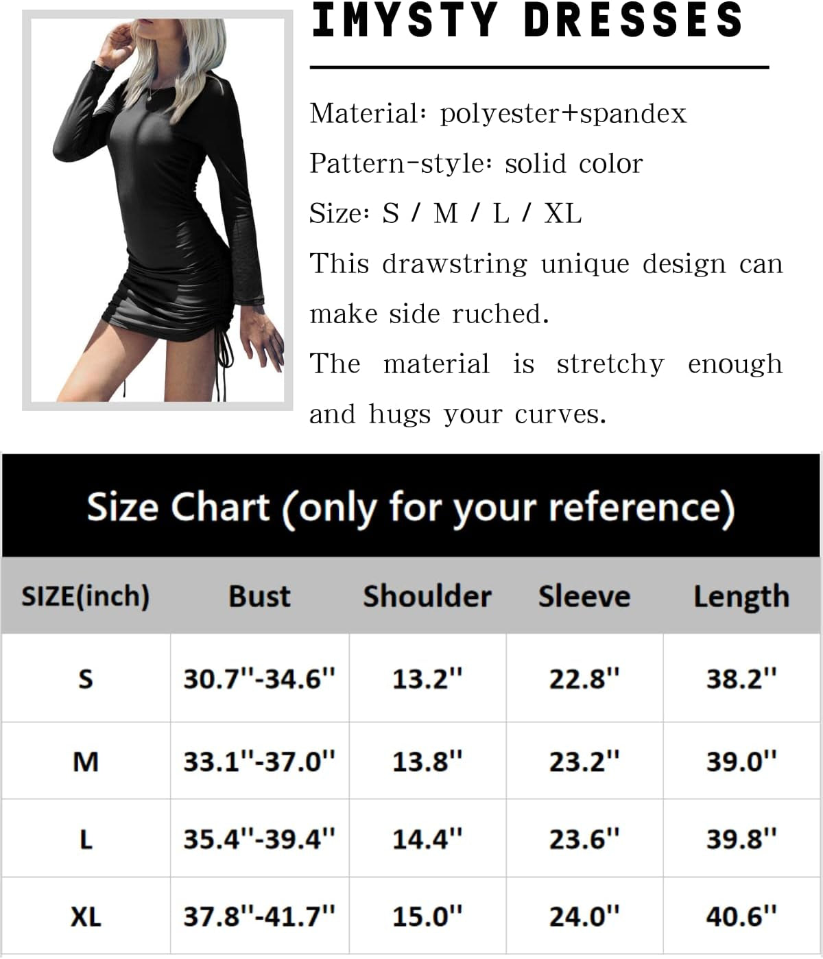 Womens Bodycon Ruched Mini Dress Long Sleeve Drawstring Stretchy Casual Ribbed Party Club Dresses