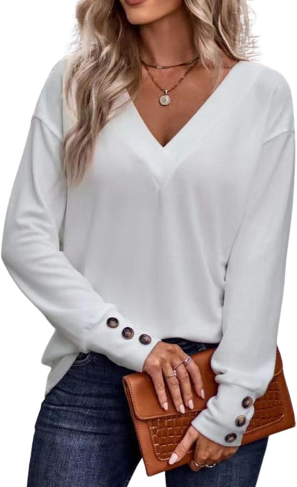 Blouses for Women, plus Size Tops for Women, V Neck Long Sleeve Shirts for Women, Tunic Tops to Wear with Leggings