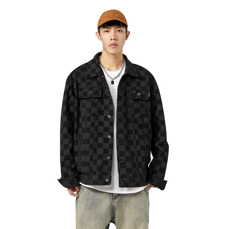 Fashion Celestia - Men’s Versatile Black Checkered Jacket men's,  Street Fashion Inspired