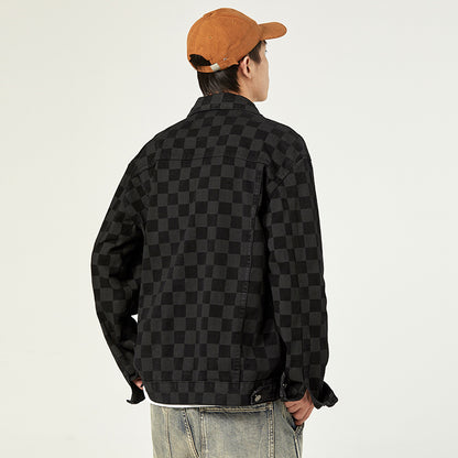 Fashion Celestia - Men’s Versatile Black Checkered Jacket men's,  Street Fashion Inspired