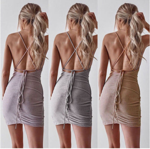 Fashion Celestia - Women's Glitter Spaghetti Strap Mini Party Dress