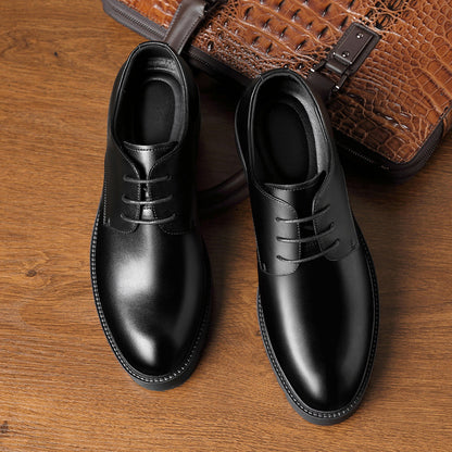 Black Leather Shoe, Men's Business Leather Shoe, Thick bottom version of all-match Men's Shoe
