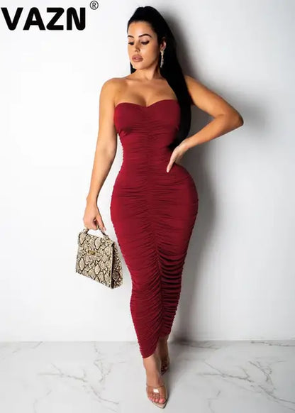 Bodycon Holiday Night Club Strapless Sexy Slim Young Long Dress 2019 Design Sleeveless Dress Women Dress