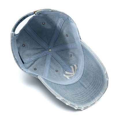 2024 New Luxury Embroidered Washed Denim Baseball Cap for Men High Quality