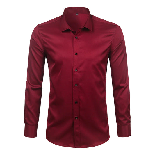 Men's  Bamboo Fiber Dress Shirts Brand Long Sleeve Shirt Solid Slim Fit Casual Formal Non Iron Work Shirt Camisa Masculina