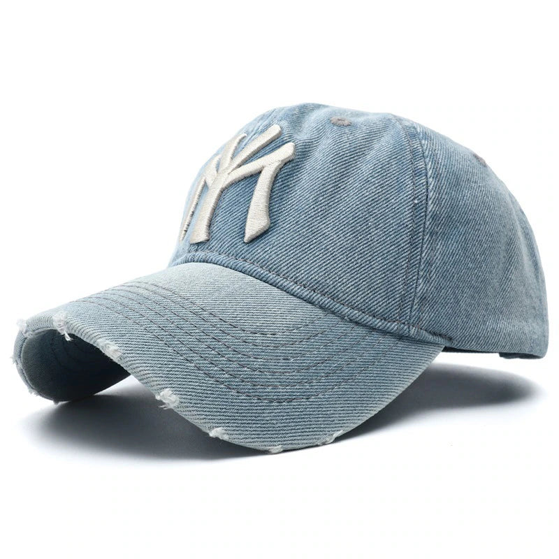 2024 New Luxury Embroidered Washed Denim Baseball Cap for Men High Quality